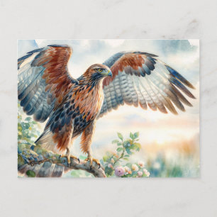Majestic Hawk Watercolor Bird of Prey Postkarte