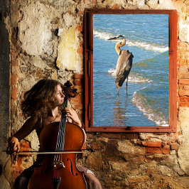 Majestic Heron Bird Ocean Waves Florida USA Leinwanddruck