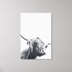 Majestic Highland Kuh schwarz-weiß Leinwanddruck
