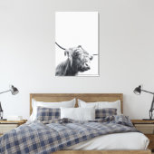 Majestic Highland Kuh schwarz-weiß Leinwanddruck (Insitu (Schlafzimmer))