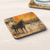 Majestic Horn im Abstrakten Sonnenuntergang Getränkeuntersetzer (Linke Seite)