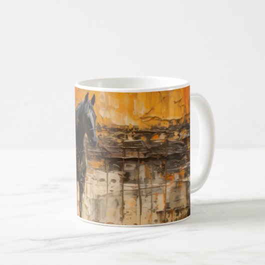 Majestic Horn im Abstrakten Sonnenuntergang Kaffeetasse (VorderseiteRechts)