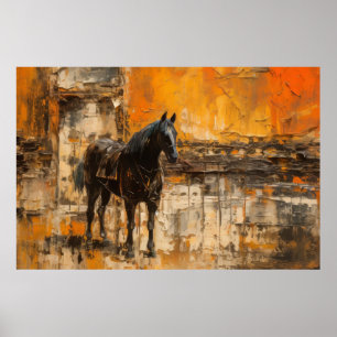 Majestic Horn im Abstrakten Sonnenuntergang Poster