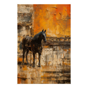 Majestic Horn im Abstrakten Sonnenuntergang Poster