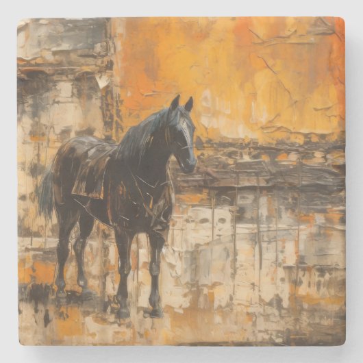 Majestic Horn im Abstrakten Sonnenuntergang Steinuntersetzer (Vorderseite)