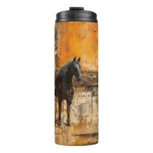 Majestic Horn im Abstrakten Sonnenuntergang Thermosbecher
