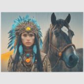 Majestic Horse And Young Native Woman Seidenpapier (Vorderseite)