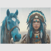 Majestic Horse And Young Native Woman Seidenpapier (Vorderseite)