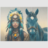Majestic Horse And Young Native Woman Seidenpapier (Vorderseite)