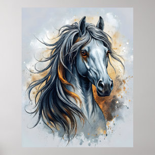 Majestic Horse Art detailliert Realistischer Mane Poster