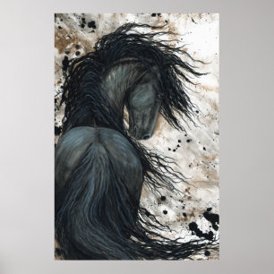 Majestic Horse Black Friesian Art Poster von Bihrl