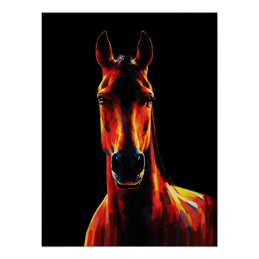 Majestic Horse Fiery Silhouette Dramatic Portrait Poster (Vorderseite)
