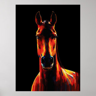 Majestic Horse Fiery Silhouette Dramatic Portrait Poster