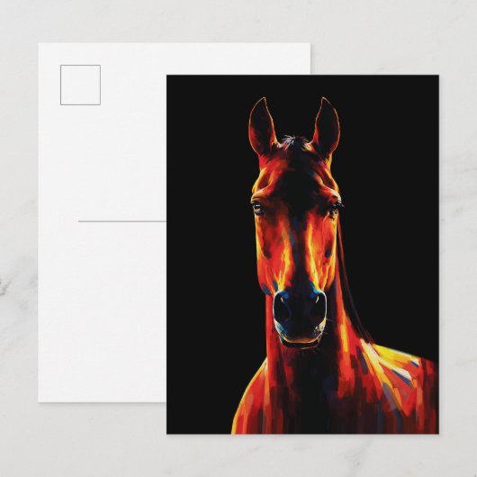 Majestic Horse Fiery Silhouette Dramatic Portrait Postkarte (Vorne/Hinten)