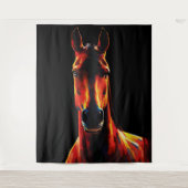Majestic Horse Fiery Silhouette Dramatic Portrait Wandteppich (Vorderseite)