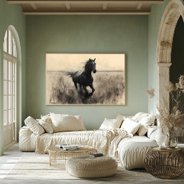 Majestic Horse Galloping in Nature - einfarbig Poster