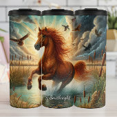 Majestic Horse Galloping Water Sunlight Thermosbecher