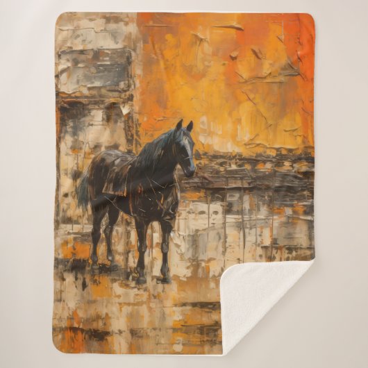 Majestic Horse in Abstract Sunset Sherpadecke (Vorderseite)