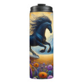 Majestic Horse Meadow Mountain Fantasy Thermosbecher (Vorderseite)