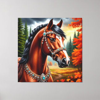 Majestic Horse mit Verziertem Gold Harness Leinwanddruck