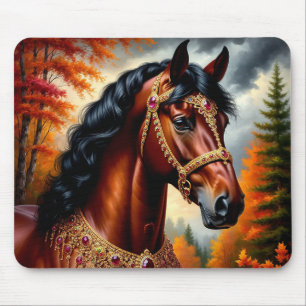 Majestic Horse mit Verziertem Gold Harness Mousepad