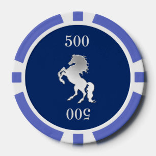 Majestic Horse Navy Blue and Silver Pokerchips