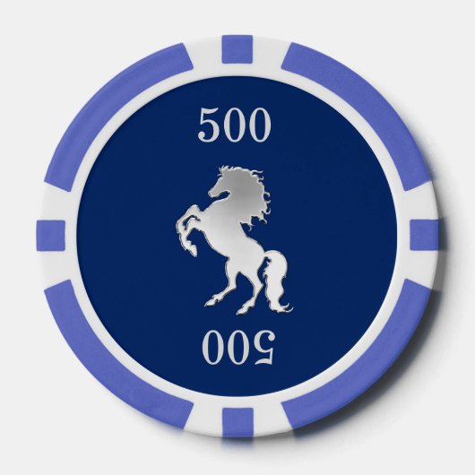Majestic Horse Navy Blue and Silver Pokerchips (Vorderseite)