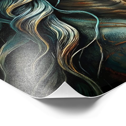 Majestic Horse Portrait mit Blaufe Fotodruck (Ecke)