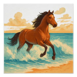 Majestic Horse Rising from the Sea Power and Free Poster