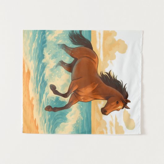 Majestic Horse Rising from the Sea Power and Free Wandteppich (Vorderseite (Horizontal))
