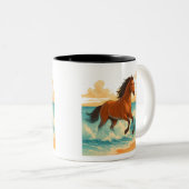 Majestic Horse Rising from the Sea Power and Free Zweifarbige Tasse (VorderseiteRechts)