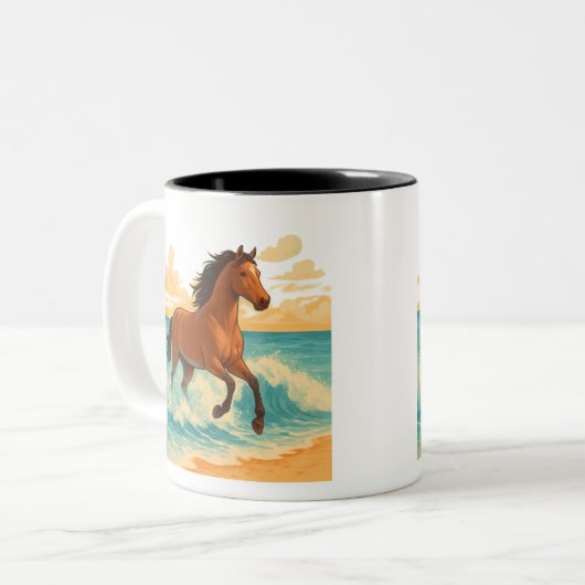 Majestic Horse Rising from the Sea Power and Free Zweifarbige Tasse (Vorderseite Links)