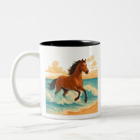 Majestic Horse Rising from the Sea Power and Free Zweifarbige Tasse (Links)