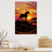 Majestic Horse Silhouette at Sunset Poster | Elega (Küche)