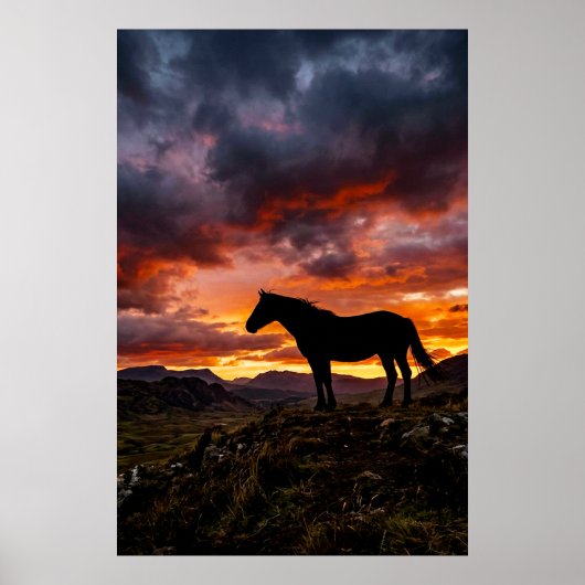 Majestic Horse Silhouette Sunset Poster | Luxury (Vorne)