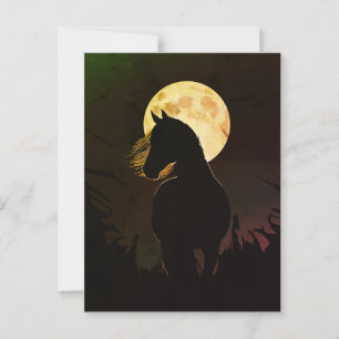 Majestic Horse Silhouette unter Vollmond Postkarte