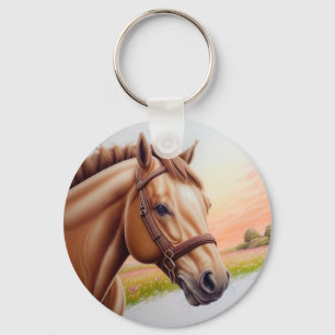 Majestic Horse Stehend auf lebendiger Wiese Schlüsselanhänger