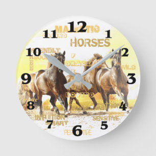 Majestic Horses Round Wall Clock Runde Wanduhr