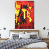 Majestic Horst - Feuriger Geist in Gold und Rot Leinwanddruck (Insitu (Schlafzimmer))