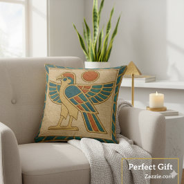 Majestic Horus Falcon Golden Sun Pillow Kissen