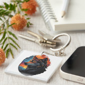 Majestic Husky gegen den Sonnenuntergang und die r Schlüsselanhänger (Vorderseite rechts)