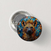 Majestic Hyena gestains Glas Mosaik Art Button (Vorne & Hinten)