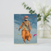 Majestic Indian Elder Kite Fliegen am Strand Postkarte (Stehend Vorderseite)