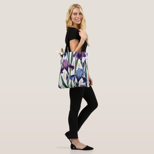 Majestic Iris Garden Wird Elegant Floral Design Tasche (Am Model)
