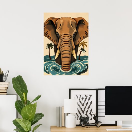Majestic Island Elephant - Tropical Tusked Riant Poster (Heimbüro)