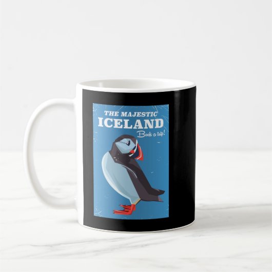 Majestic Island Puffin Vintage Reiseplakat Kaffeetasse (Links)