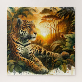 Majestic Jaguar Sunset Dschungel lebendige Natur G Puzzle