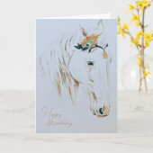 Majestic Jewel verziert Weißes Pferd Geburtstag Karte (Gelbe Blume)