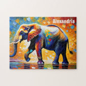 Majestic Kaleidoskop von Farben Elephant Walking Puzzle (Horizontal)