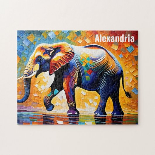 Majestic Kaleidoskop von Farben Elephant Walking Puzzle (Horizontal)